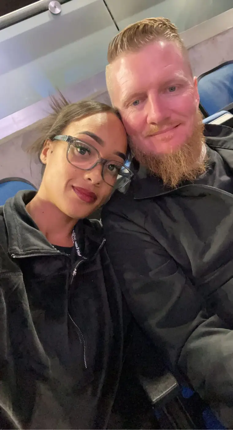 A couple on their way to Punta Cana